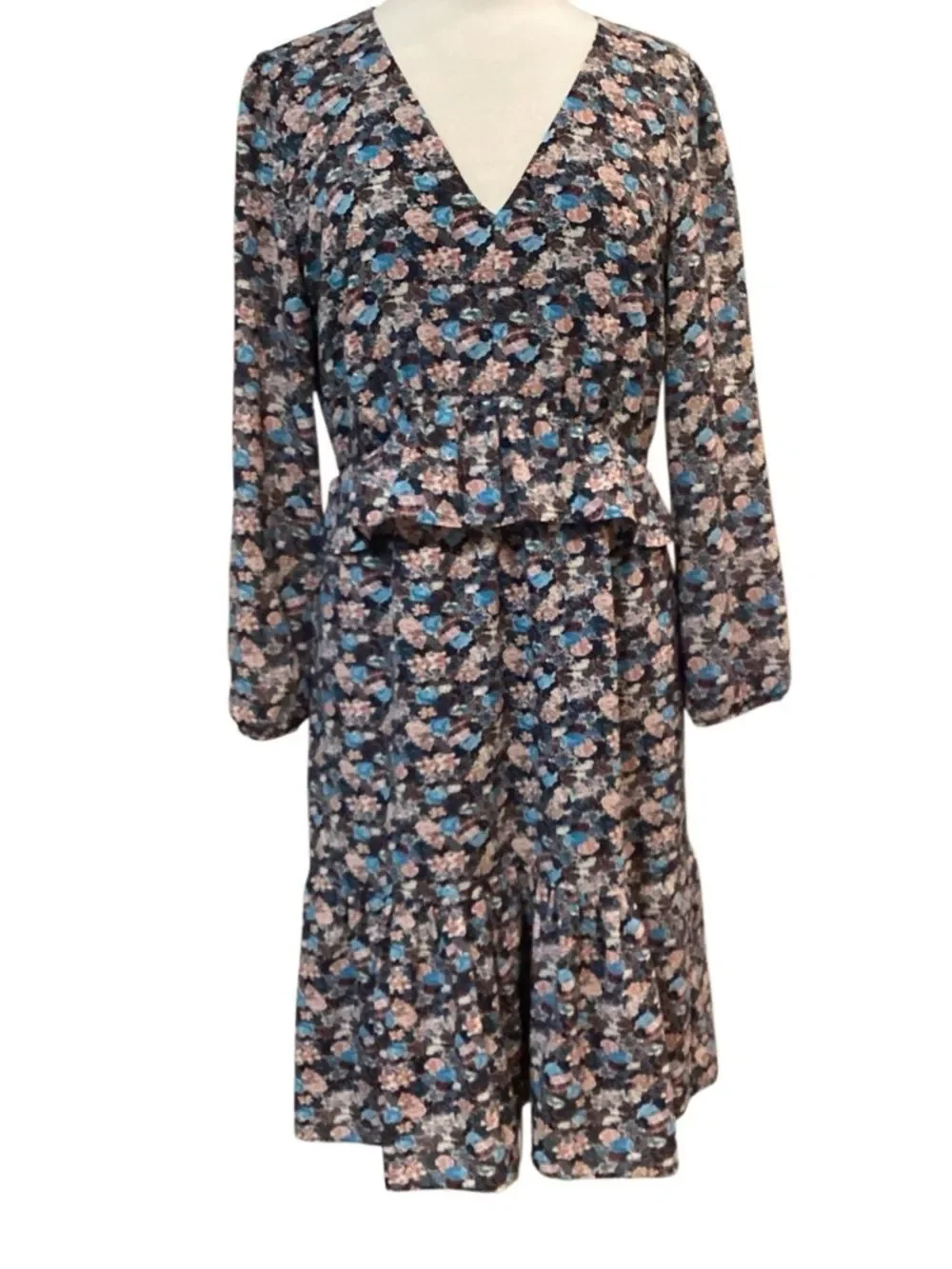 J. Crew Paisley Floral Ruffle Hem Dress sz 10 H3175